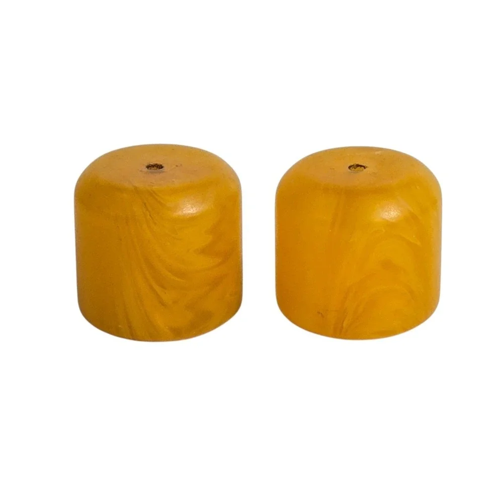 Lot 2 Large Antique Butterscotch Swirl Faux Amber Bakelite Barrel‎ Beads 18.8mm